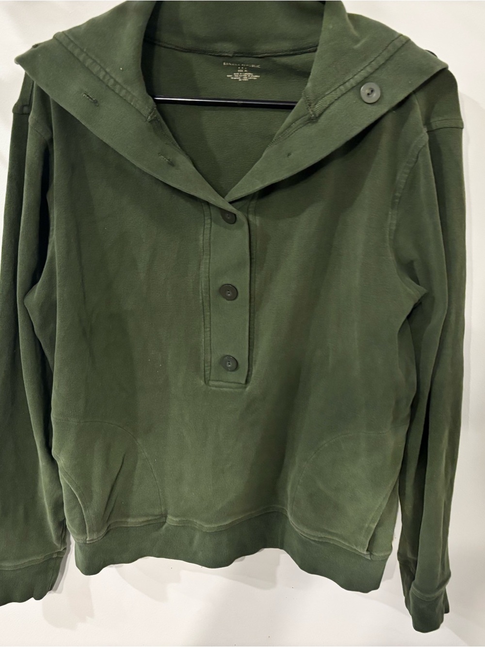 Banana Republic Olive Green Hooded Button Pullover